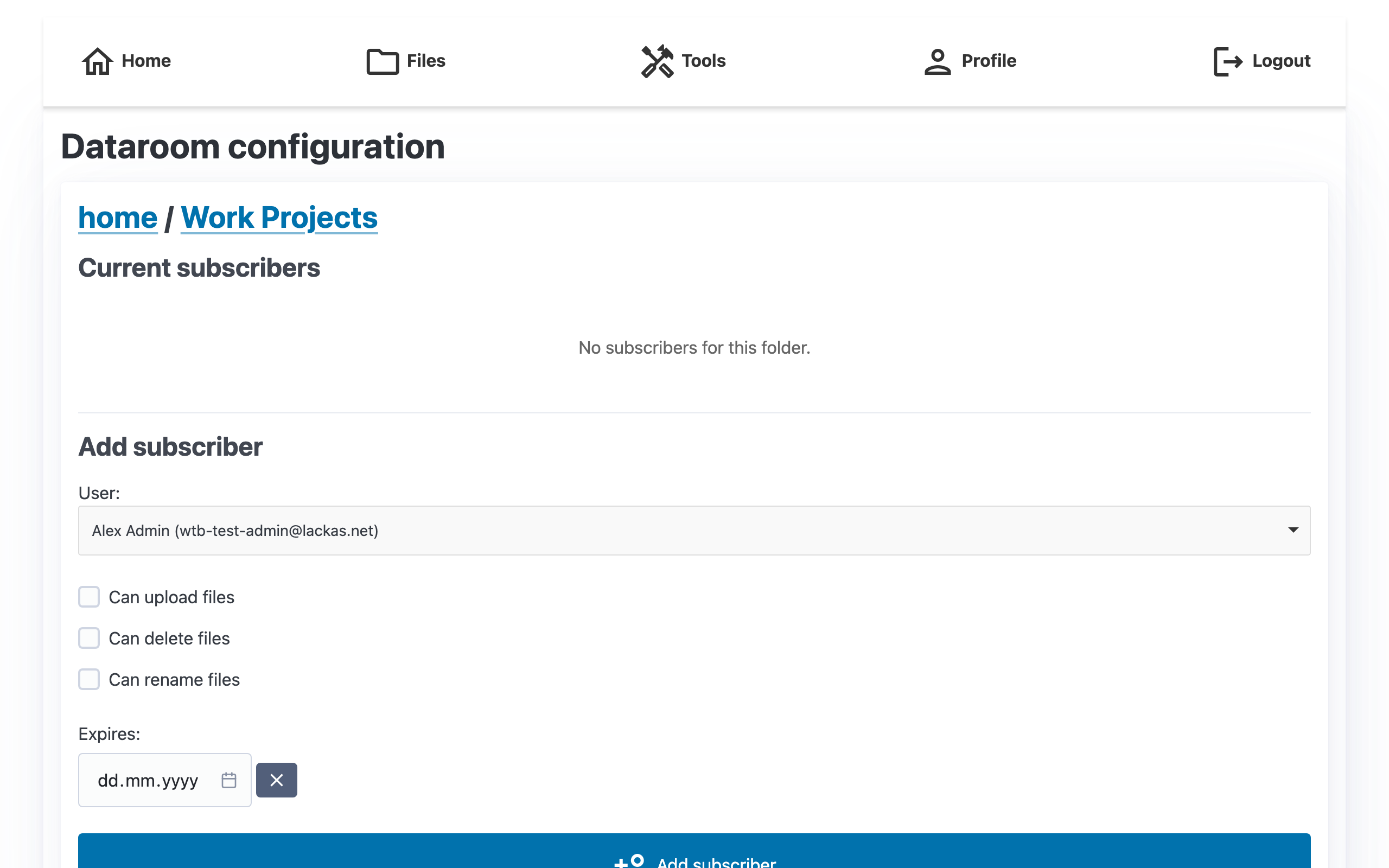 Dataroom Configuration